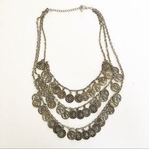 Boho Queen Elizabeth silver coin necklace